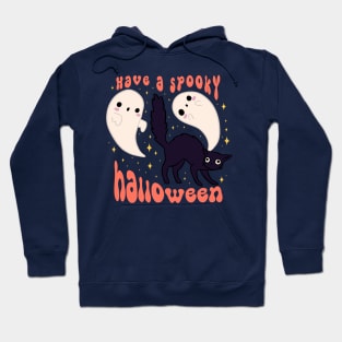 Have a spooky halloween Cute spooky black cat with ghost friends Hoodie